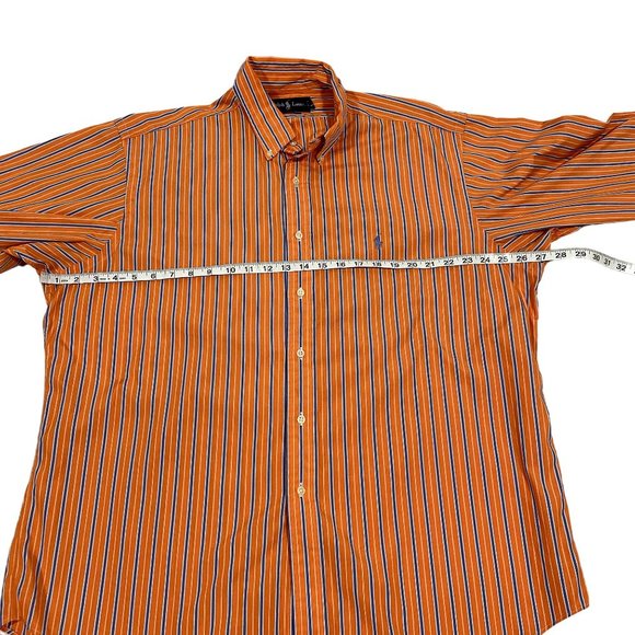 Ralph Lauren Classic Fit Orange, Blue, White Stripe Button Down Shirt Size 17 XL - Picture 8 of 9